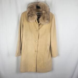 Kristen Blake Wool Coat Fox Fur Collar Y2K Women’s 12 Luxury Winter